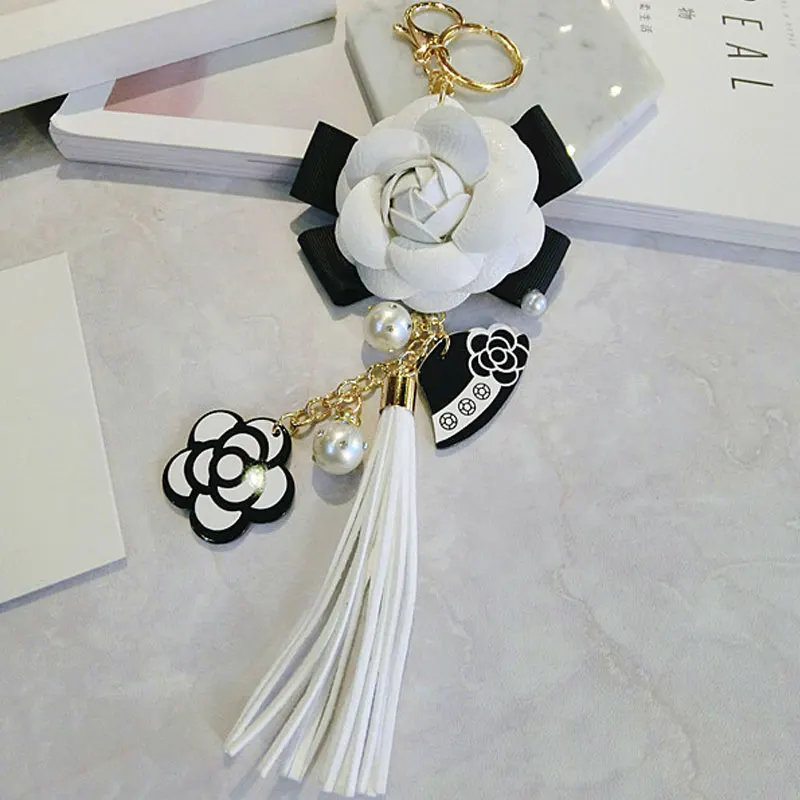 Noble Elegant Pearl Camellia Keychain Flower