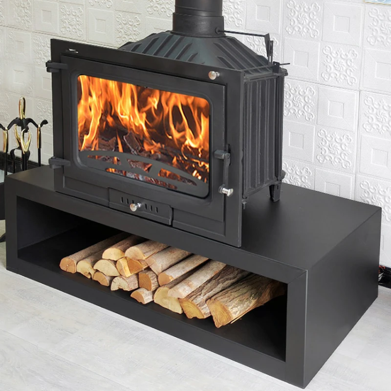 Fireplace Home Living Room Decorating Warming Cast Iron Villa Built-In Wood-Burning Flame Heating Stove 4