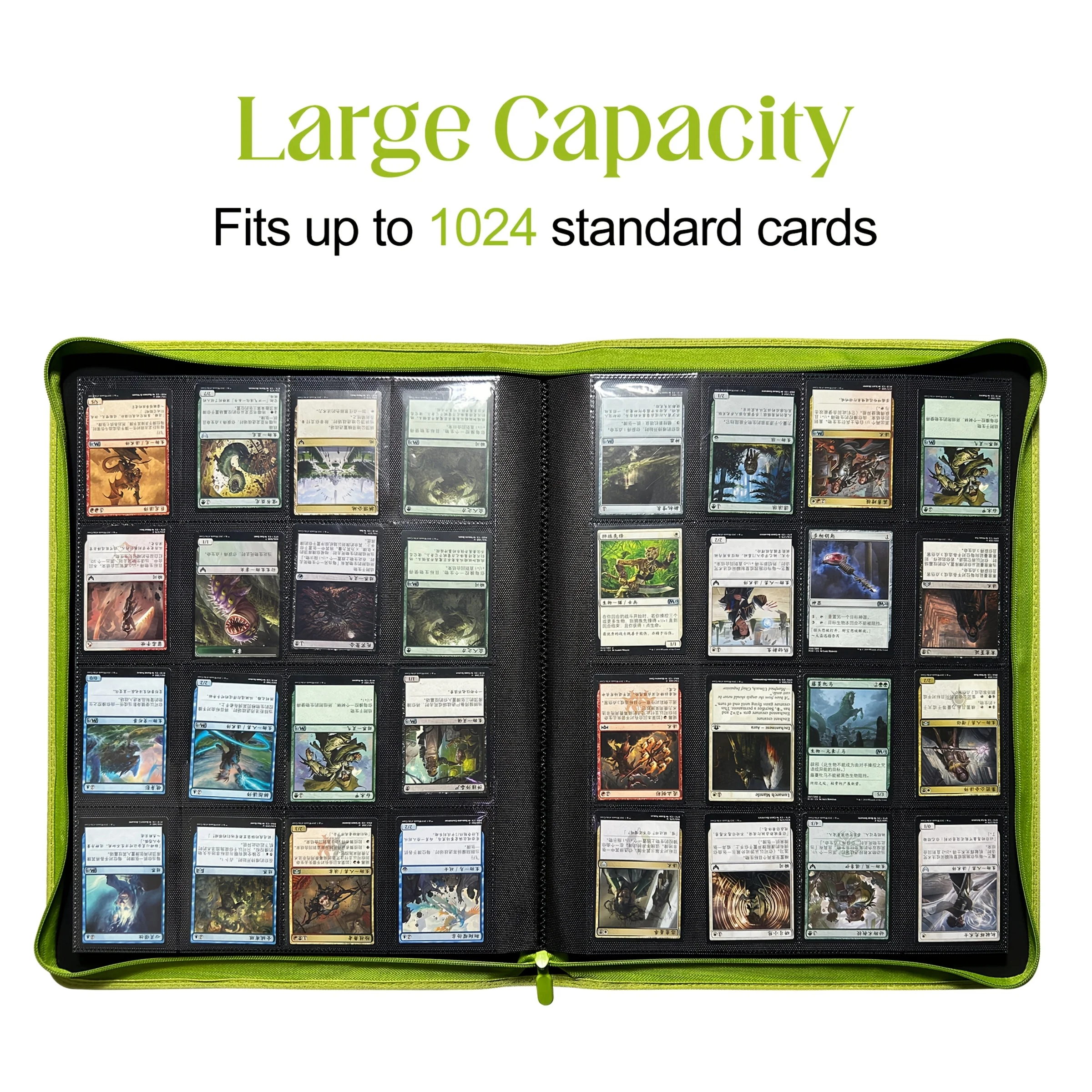 Trading Card Binder Card Album 16 Pocket Card Binder 1000+ Premium Zip Trading Card Binder Double Sided Pocket Binder Album Ringless Folder for MT