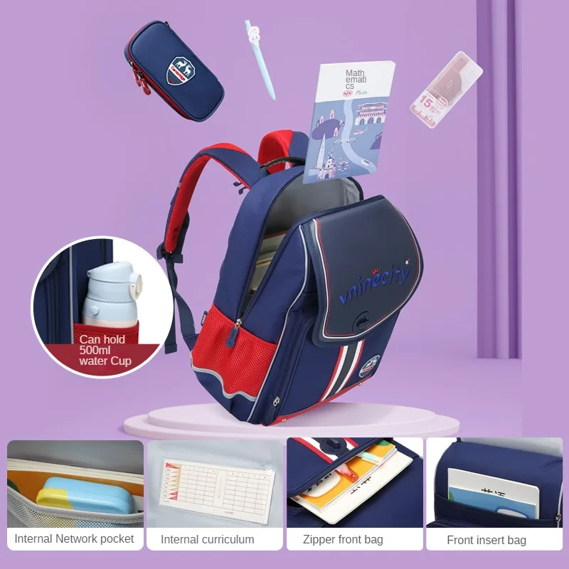 VNINE backpack for elementary school girls and boys from grades one to six, lightweight spine protection backpack for girls