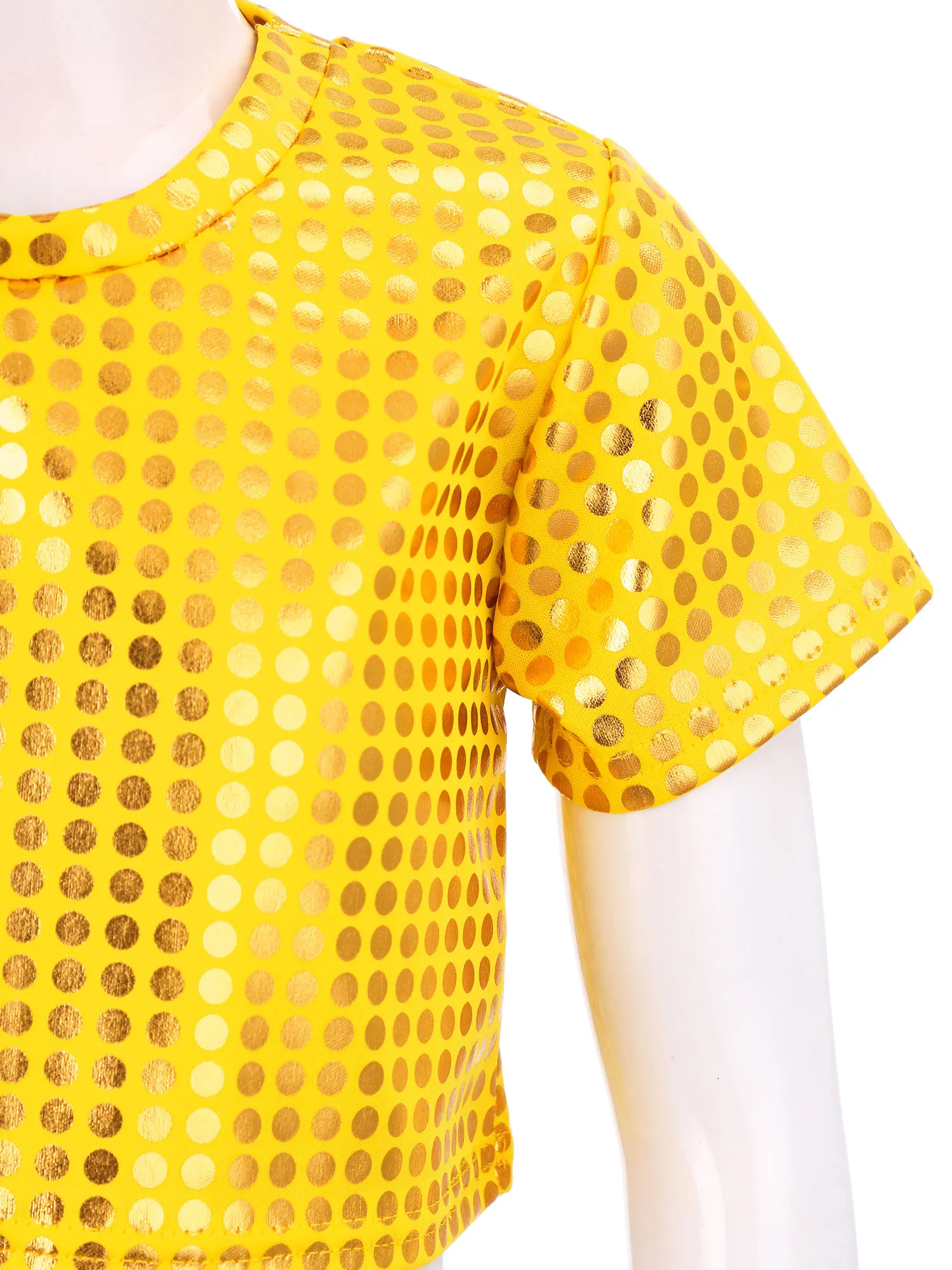 Kinder Mädchen glänzend metallisch Jazz Hip Hop Tanz Disco Rave Party Bühne Performance Kostüm Kurzarm Crop Top mit ausgestellten Hosen – Detail 12