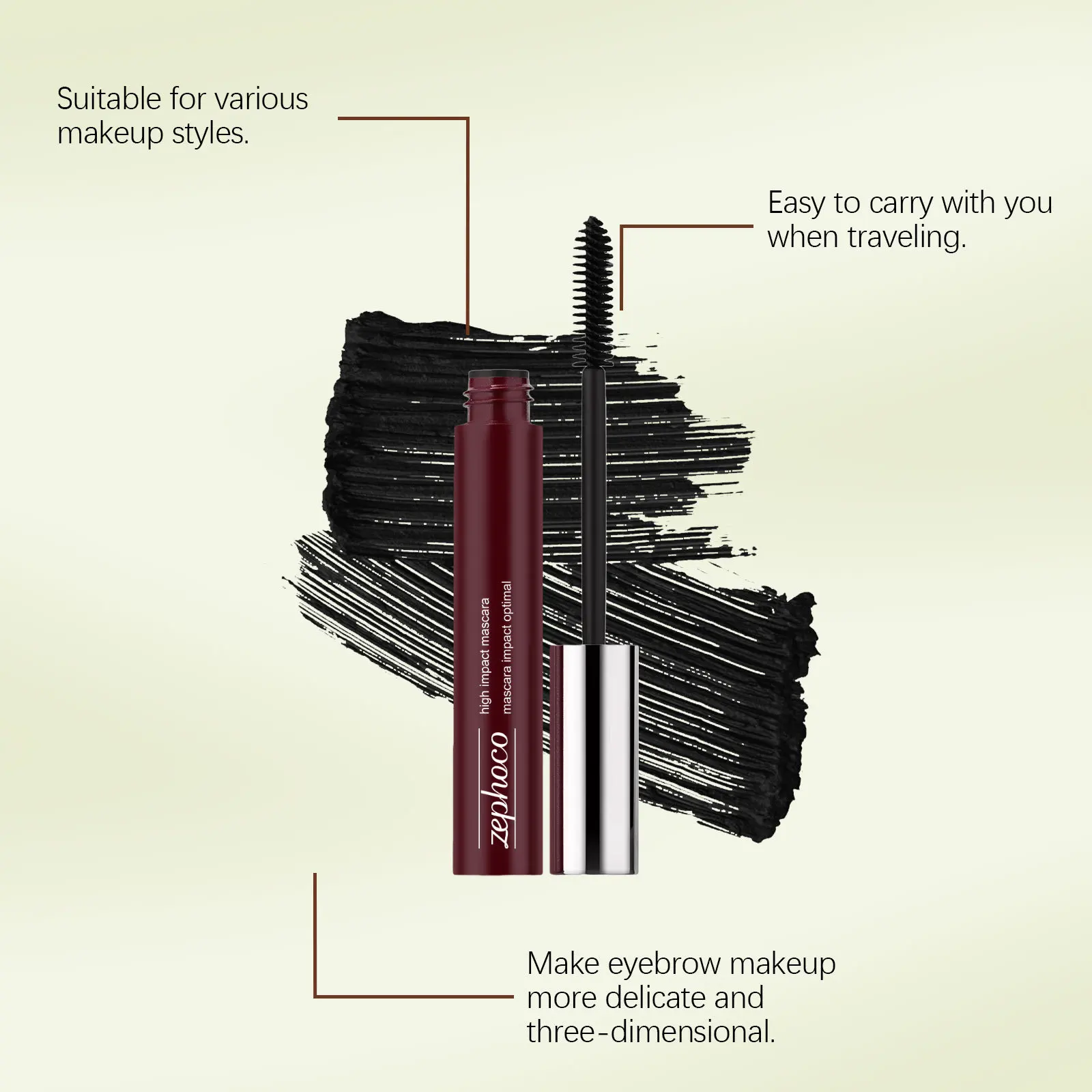 Mascara volume noir marron brosse spirale cils imperméable_voghion.com