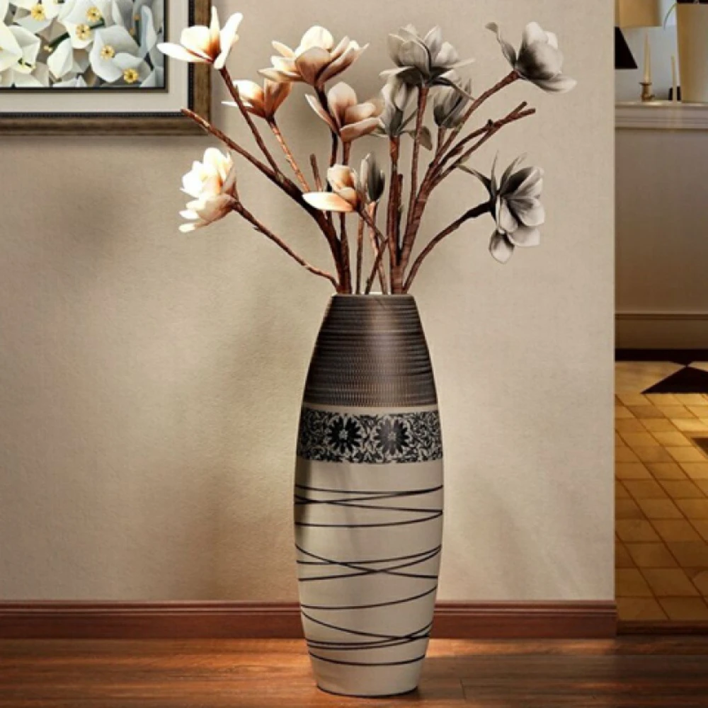 

Retro large ceramic jars, Jingdezhen ceramics, new Chinese style floor to ceiling vases, living room TV cabinets, home soft deco