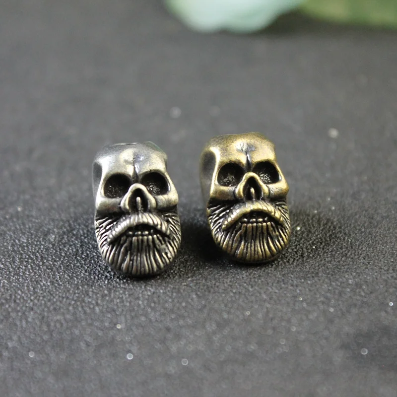 Bearded Old Man Head Brass Knife Beads DIY Paracord Handmade Woven Lanyard Pendants Jewelry Accessories EDC Outdoor Tool Charms