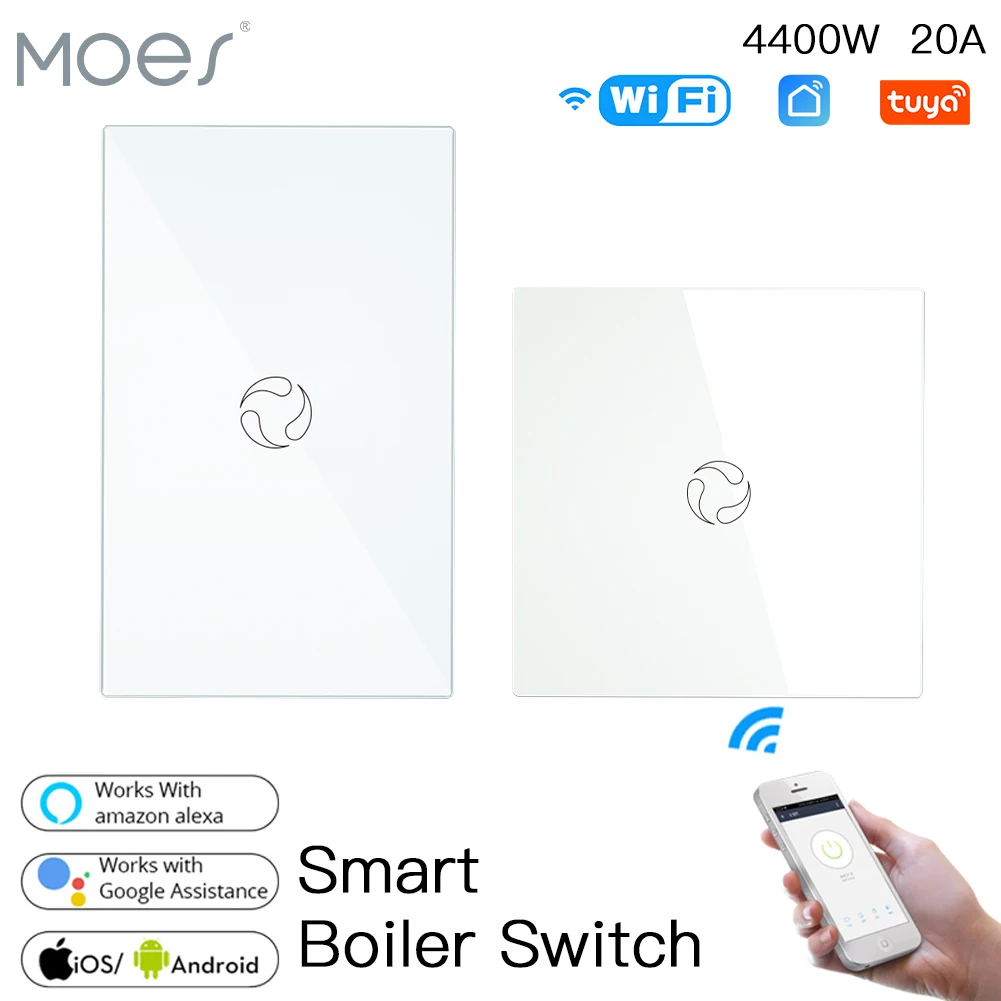 

WiFi Smart Boiler Switch Water Heater Smart Life Tuya APP Remote Control Amazon Alexa Echo Google Home Voice Control Glass Panel