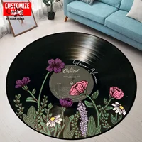 Music VINYL RECORD Custom Name Circle Round Rug 3D Area Rug Non-slip Mat Floor Dining Room Living Room Soft Bedroom Carpet -1 2