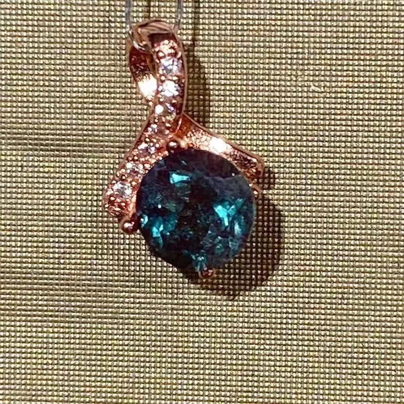 

Natural Alexandrine Female Gem Pendant Solid 925 Sterling Silver Lab-Grown Gem Necklace