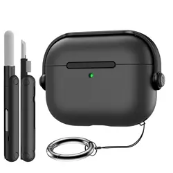 Premium Protective Earphones Case with MagSafe Compatibility, Cleaner Kit, and Keychain (Black)