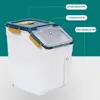 Large Flour Storage Container Bin 25lb, 4Pack Airtight Rice Storage Containers with Wheels Seal Locking Lid, BPA Free with 4