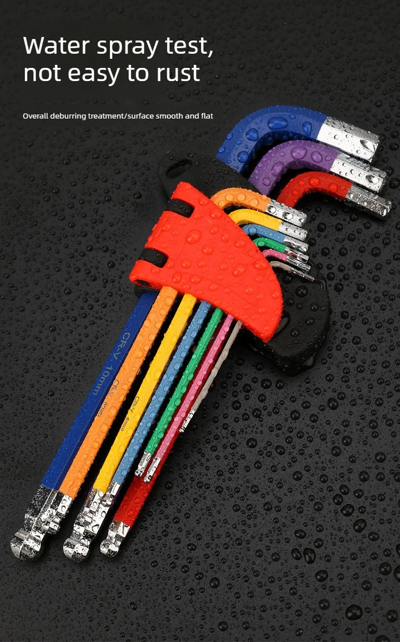 Inbusschlüssel-Set L-Schlüssel-Kit für Inbusschrauben 9-teilig Langer Arm Sechskantschlüssel-Set 1,5mm bis 10mm Sechskant-Schraubenschlüssel Handwerkzeuge für Fahrradreparatur – Detail 10