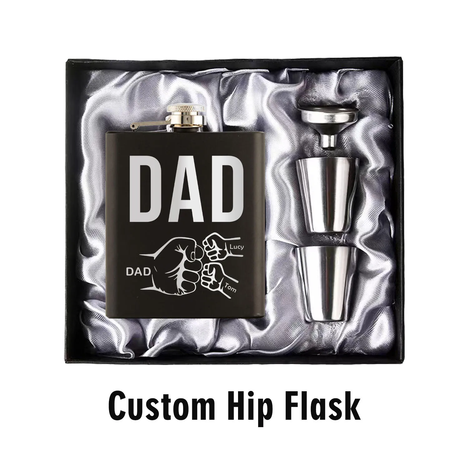 

Black Hip Flask Personalized for Dad, Matte Black, 7oz, Father's Day Gift, Birthday Gift, Christmas, Liquor flask, Gift for dad