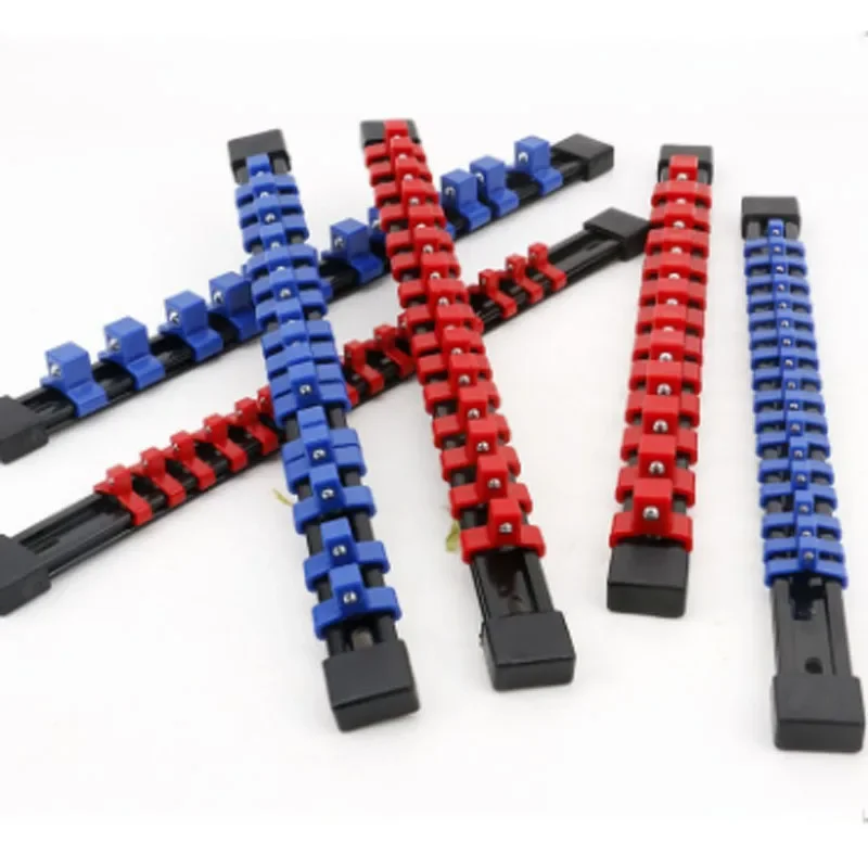 ABS-Steckschlüssel-Organizer, 1/2 Zoll, 3/8 Zoll und 1/4 Clip-Antriebssteckschlüssel-Schienenhalter, robuste Steckschlüsselhalter mit roten, blauen und schwarzen Clips – Detail 4