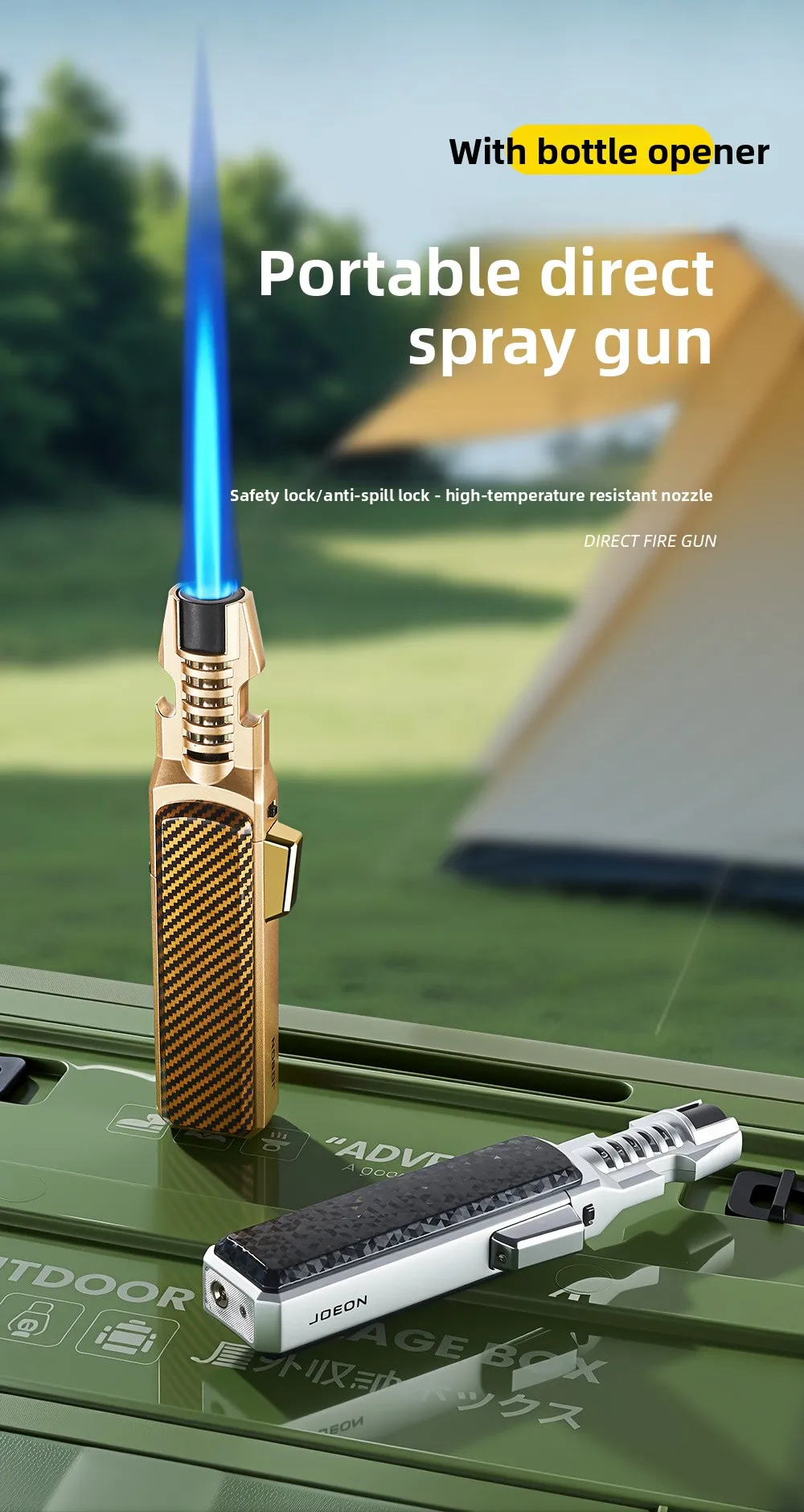 JOBON 1300 ° Large Flame Spray Gun Lighter Windproof Direct Spray Flame Outdoor Kitchen Cigar with Bottle Opener Lighter Sf64c062f9ce54259a037ee5190456d3cO