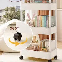 Household Multi-layer Small Cart Storage Rack Floor To Floor Kitchen Bedroom Bathroom Storage Rack Storage Rack With Wheels 1