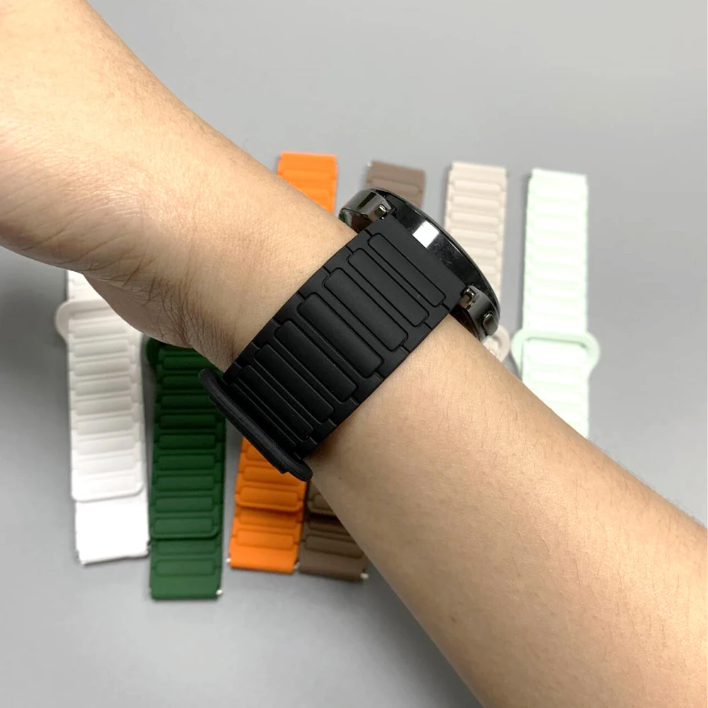 Enhanced Silicone Strap Magnetic Loop Band - Sporty Wristband Bracelet, Universal Fit 20mm/22mm