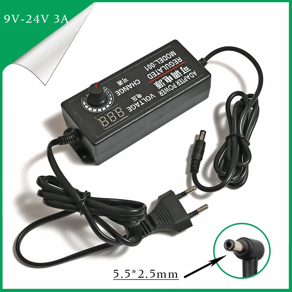 

28Pcs Universal Power Adapter 72W 9V To 24V 3A Adjustable Portable Charger Notebook Adjustable Power Supply Adapter Universal