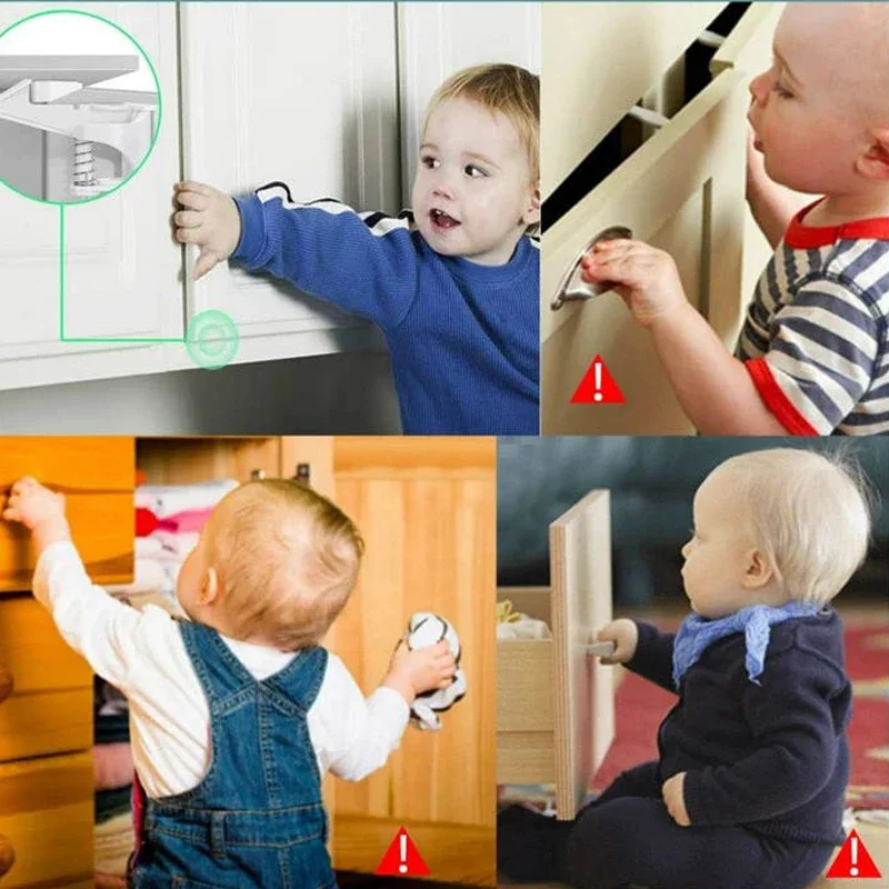 Cabinet Lock Child Lock Safety Lock 1-5Pcs Adhesive Baby Safety Lock For Drawer Cabinet Door Invisible Buckle Closet