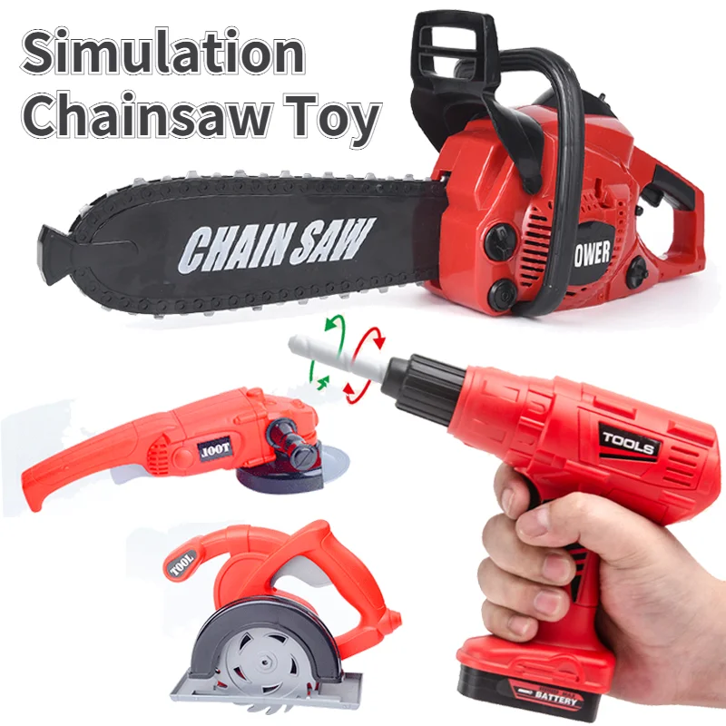 

Boys Simulation Electric Power Chainsaws Repair Tool Toys with Realistic Sound Pretend Play Electric Drill Kids Toys Boys Gifts