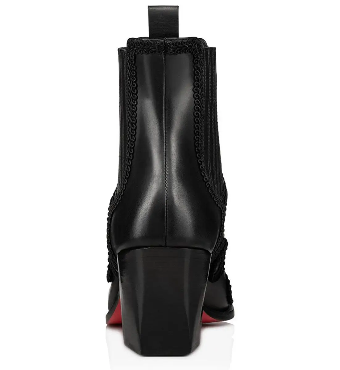 Stylish Embroidered Lace Men Black Shoes Winter Boots Retro Style Ankle Boots Slip On Casual High-Heeled High-top Men's Shoes