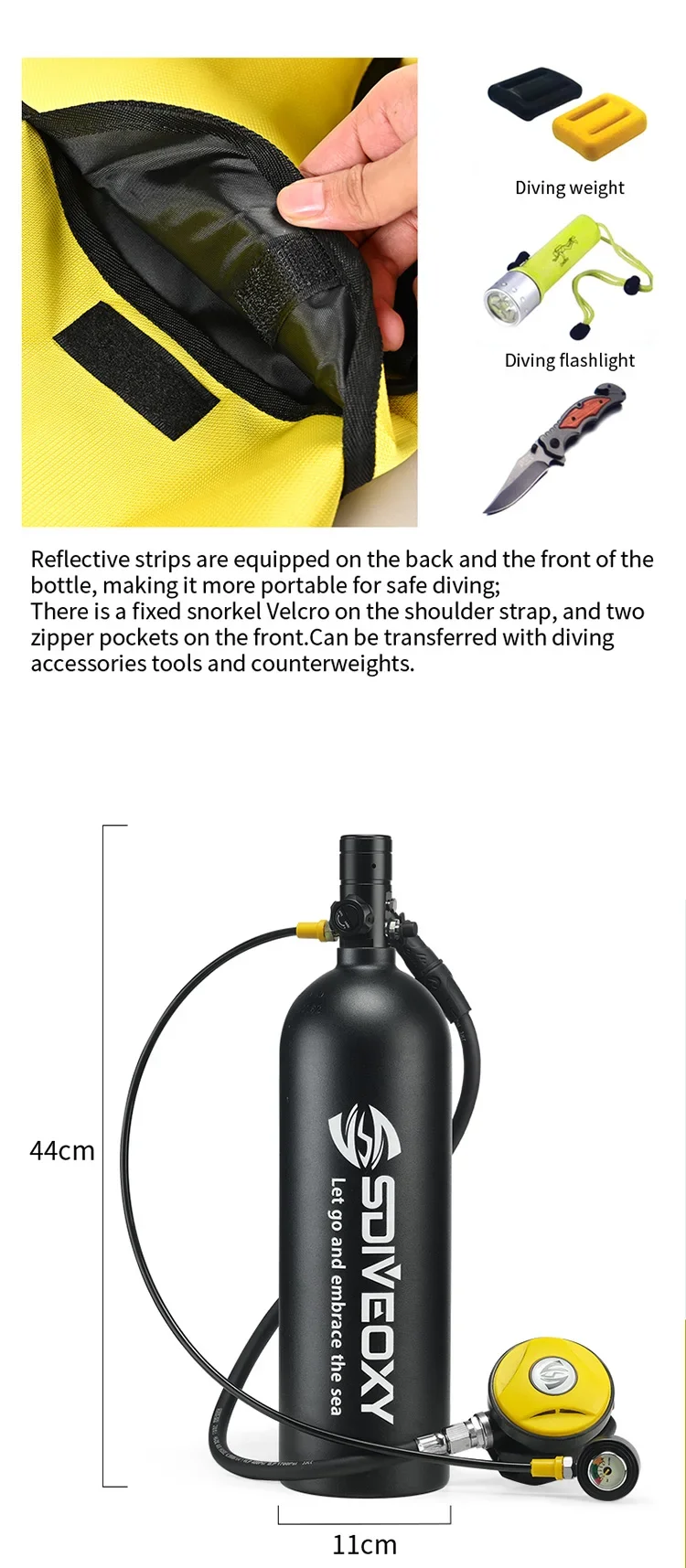 Scuba Diving Tank Portable 2L Diving Tube Oxygen for Underwater Exploration Emer