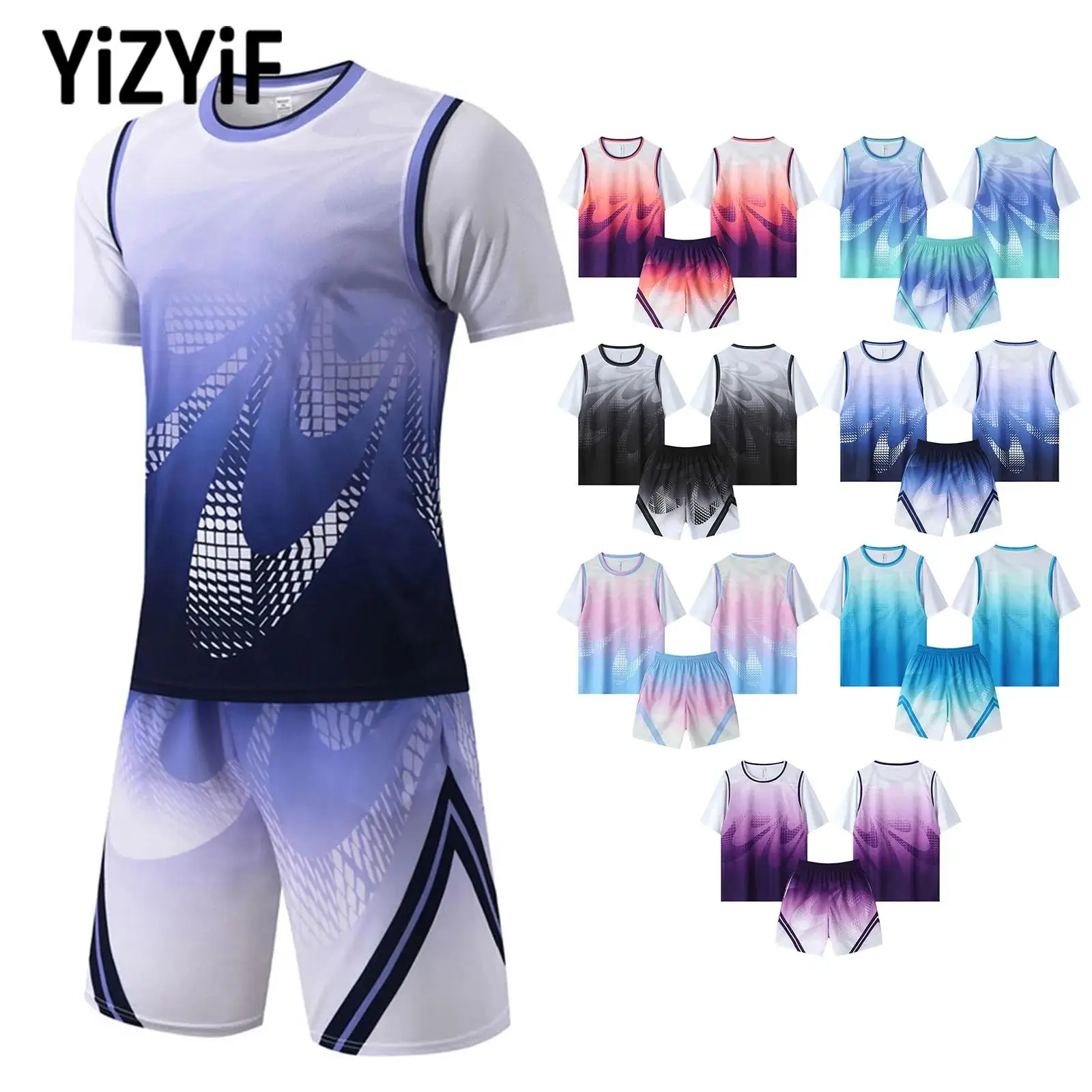 어린이 스포츠 복장 어린이 전문 농구 축구 유니폼 팀 훈련 짧은 소매 저지 탑 ..