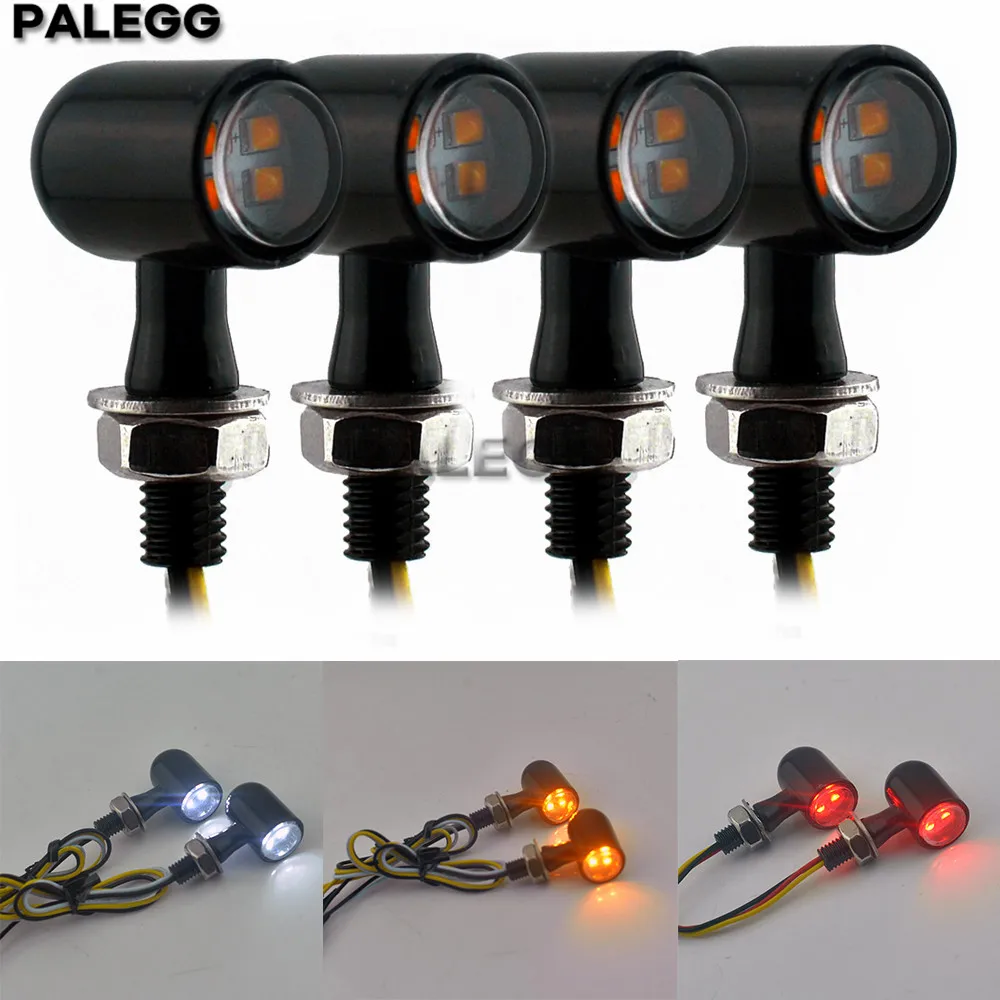 Motorcycle Led Turn Brake Running Bullet Mini Signal Lights Amber