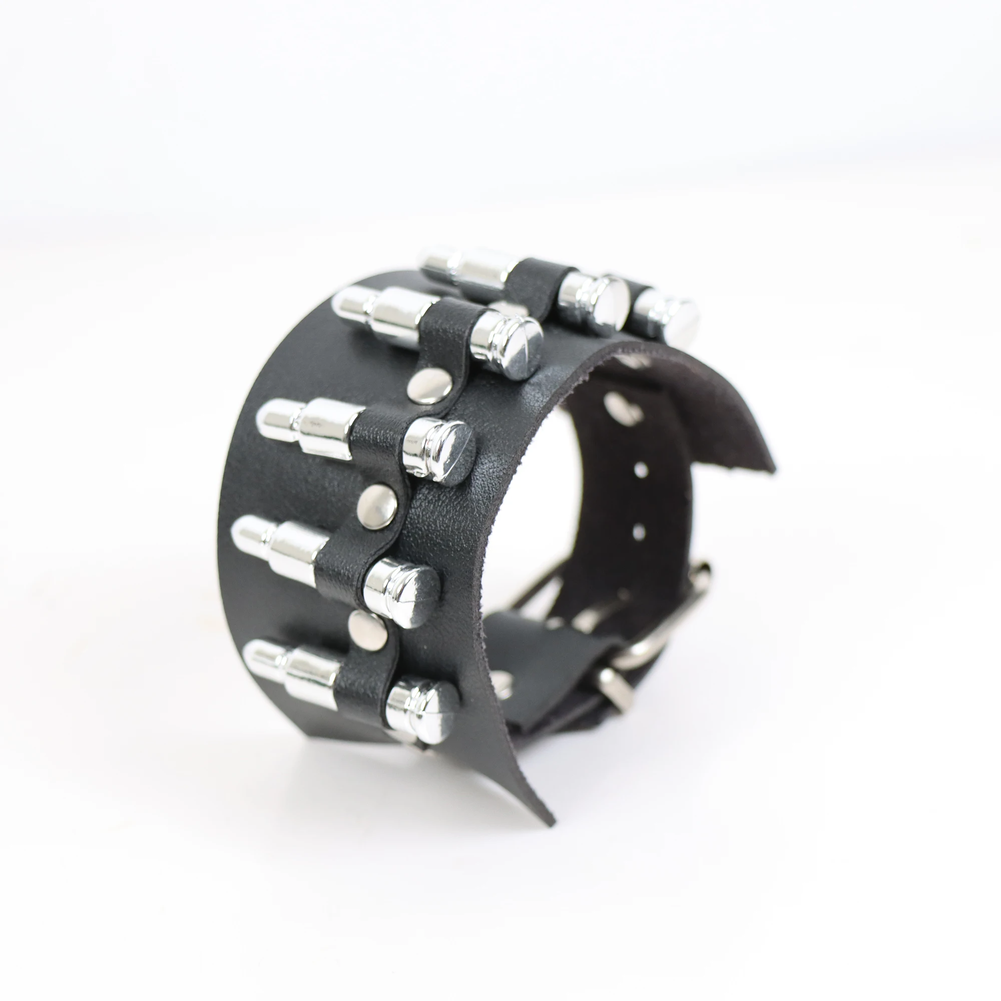 Mens Gothic Bullet Bracelet Punk Hip Hop Bracelet PU Leather Wristband Hand Suitable For Party Role Play