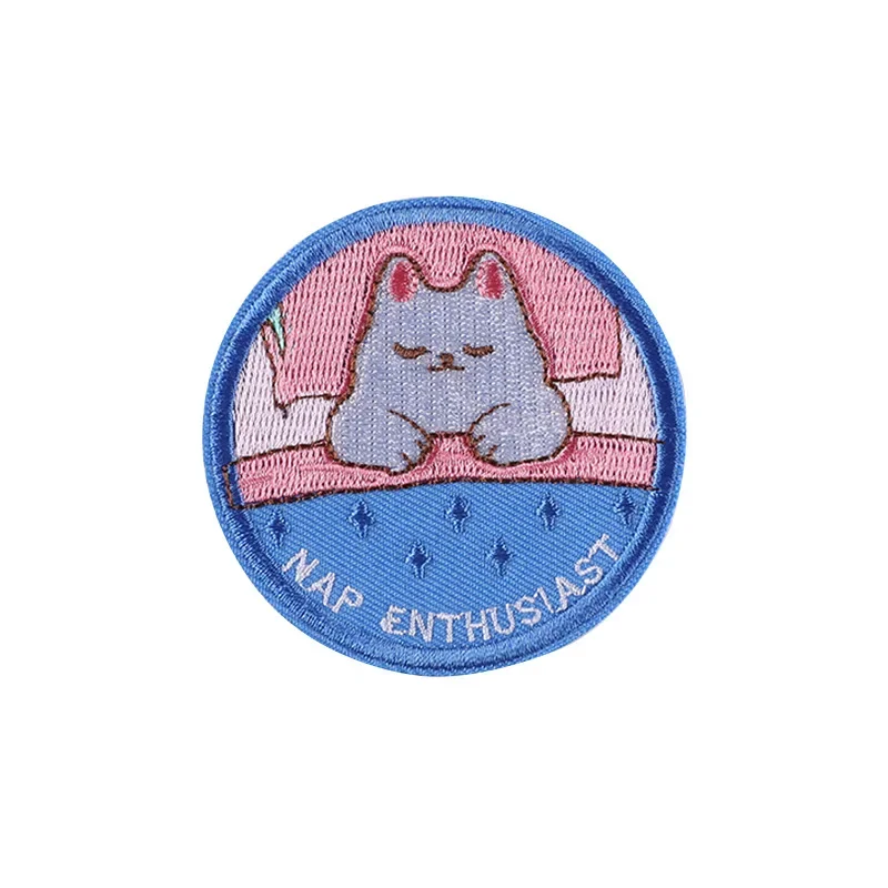Set of 5 Trendy Round Cartoon Animal Embroidery Patches for Clothing, Shoes, Hats, and Bags