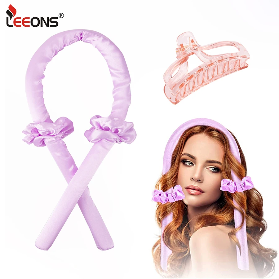hair curling tools Lazy Curling Heatless Curling Rod Headband No Heat Hair Curlers To Sleep In Curl Ribbon With Scrunchies Hair Clip Long 1Set