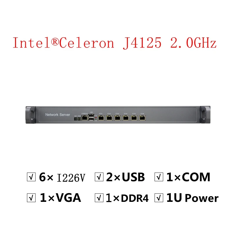 6 * lan сеть 1U брандмауэр сервер ПК j4125 2,0 ГГц 6 * lan i226 2,5G поддержка LAN ROS RouterOS PFSense Panabit Wayos
