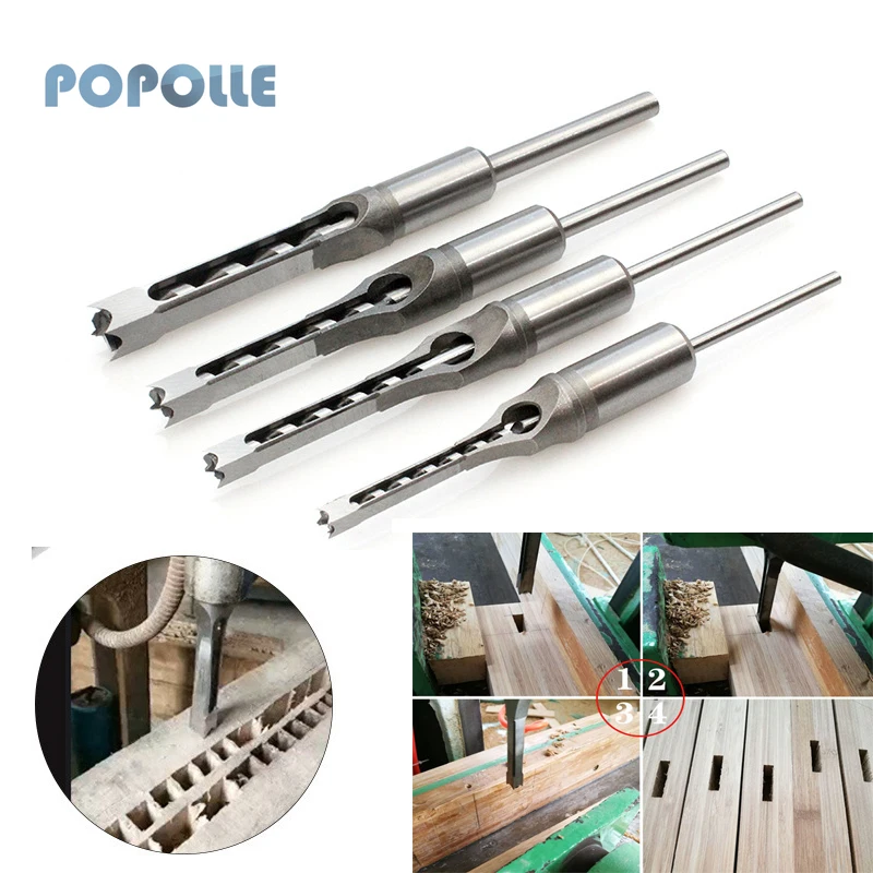 Woodworking Square Hole Drill Tenon High-speed Steel Twist Drill Bit Chisel Plus Rectangular Hole Saw 6.0~16mm Reaming Drill