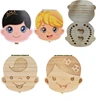 Baby Wood Tooth Box Organizer Milk Teeth Storage Language Spain English Collect Teeth Umbilica Save Gifts Baby Tooth Box 2