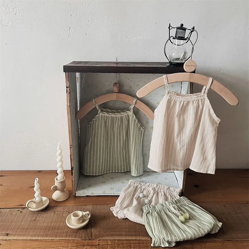 Cotton Baby Girls Striped Camisole Bloomers Set