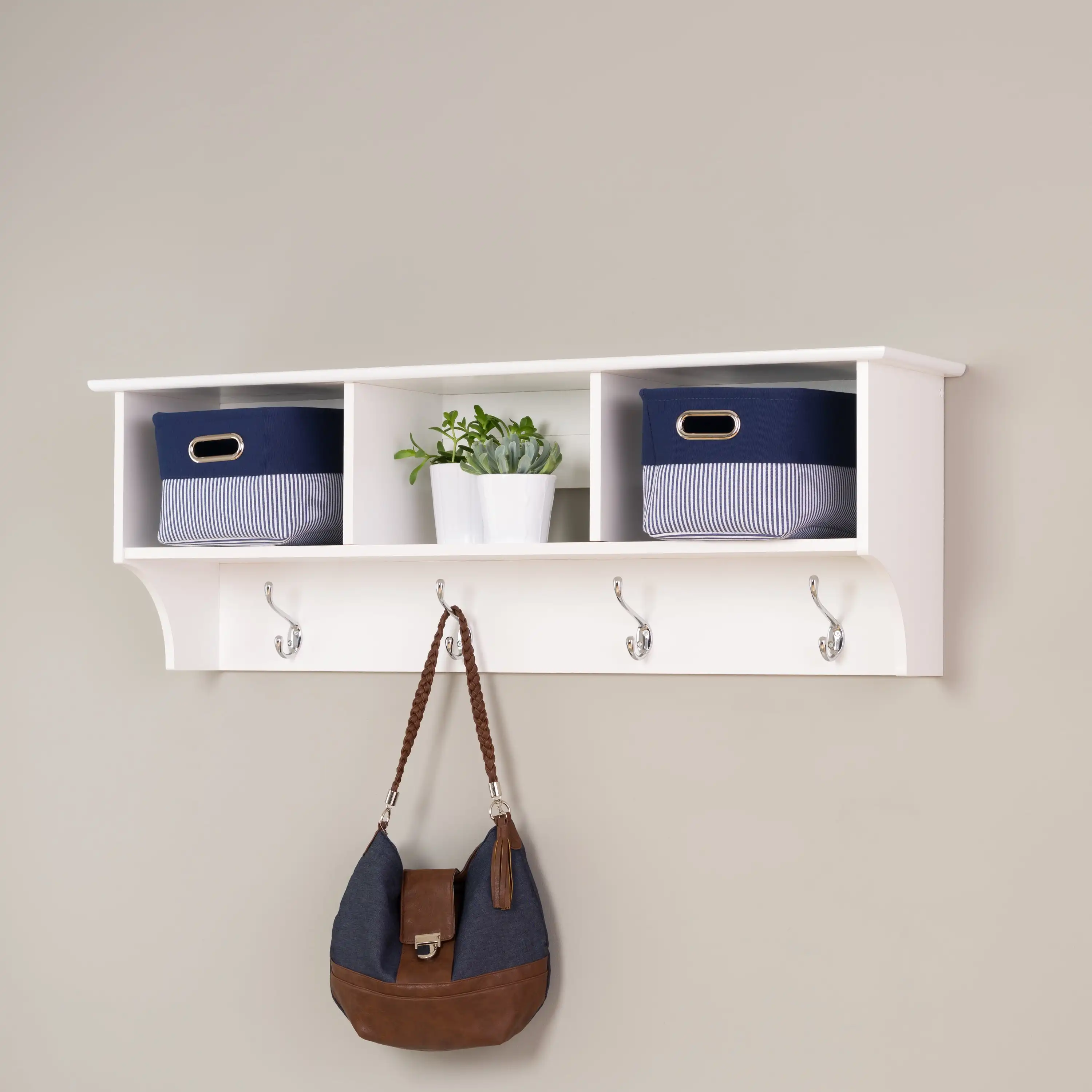 

Prepac Sonoma White Cubbie Shelf Wall Coat Rack for Entryway