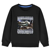 Italian Brainrot Meme For Kids Pure Cotton Sweatshirts BOMBARDINO CROCODILO Printed Children's Pullover Boys Girls thin Hoodies