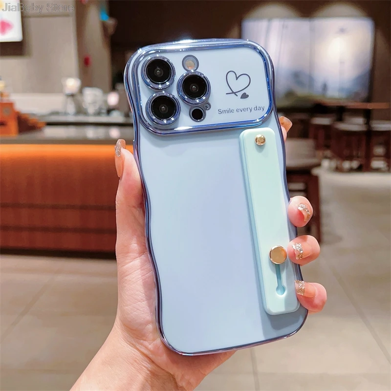 Glitter Camera Protection Luxury Jellewed Heart Holder Liquid Soft Phone Case For iPhone 11 12 13 14 15 16 Plus Pro Max Cover_voghion.com