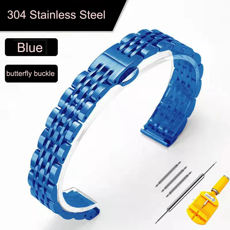 Elegant Stainless Steel Adjustable Watch Band - Premium Metal Strap in Multiple Sizes