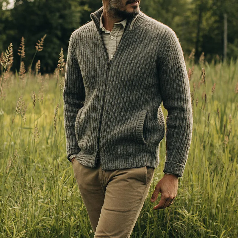 

2023 Autumn And Winter New Light Luxury Fashion Men Sweater Casual Knitted Sweater Jacket Jacket Boutique Clothing Simple Style