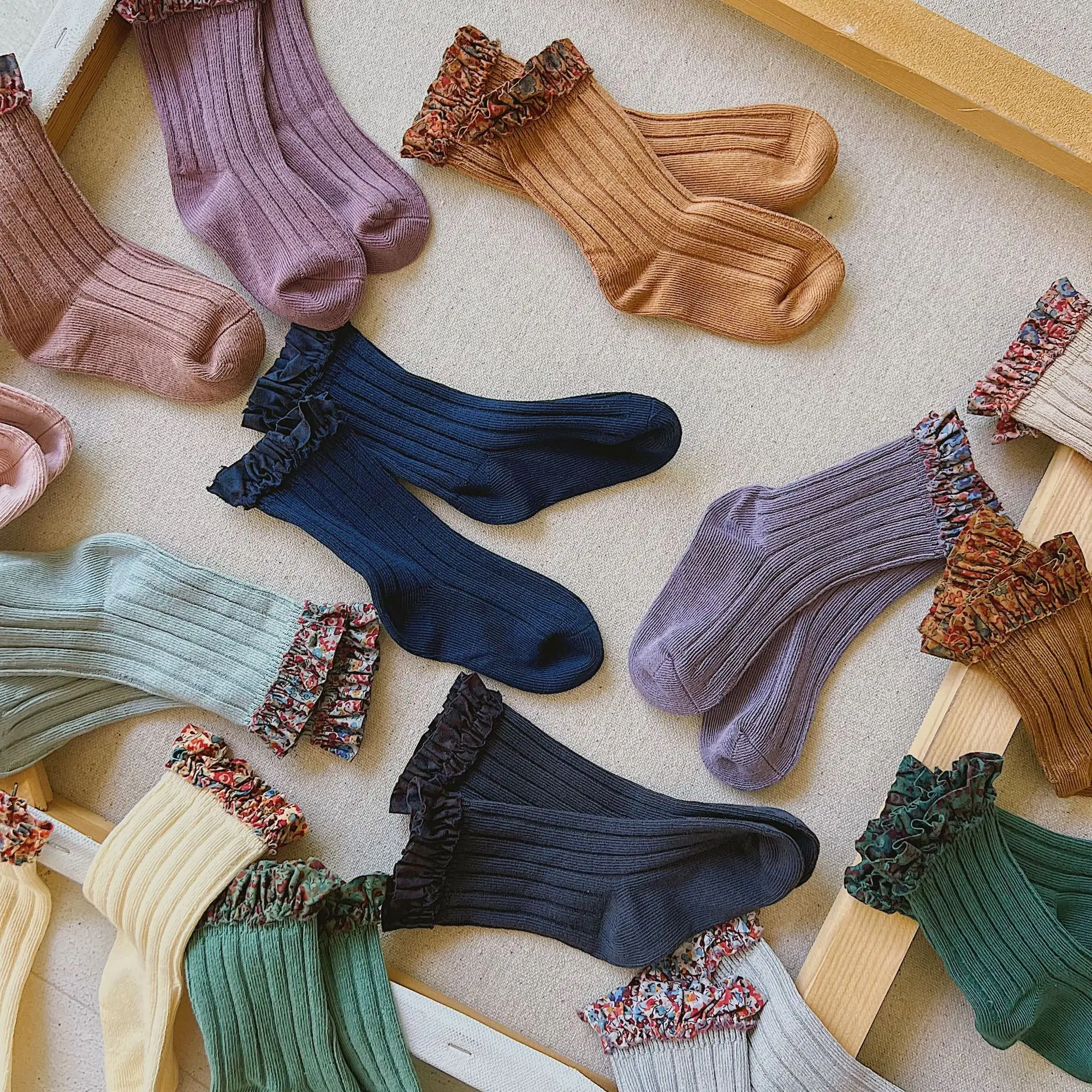 Cotton Socks Kids Socks Baby Socks Girls Socks Spanish Floral Print Lace