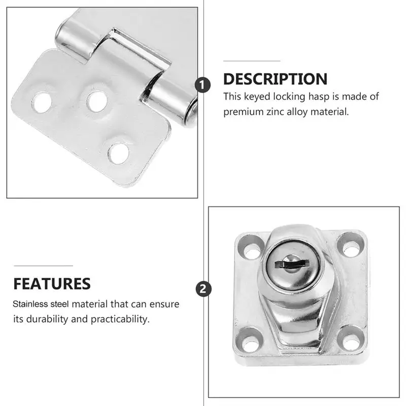 Stainless Steel Cabinet Lock Keyed Hasp Security for Desks Cupboards Tool Boxes Durable Anti Theft Protection