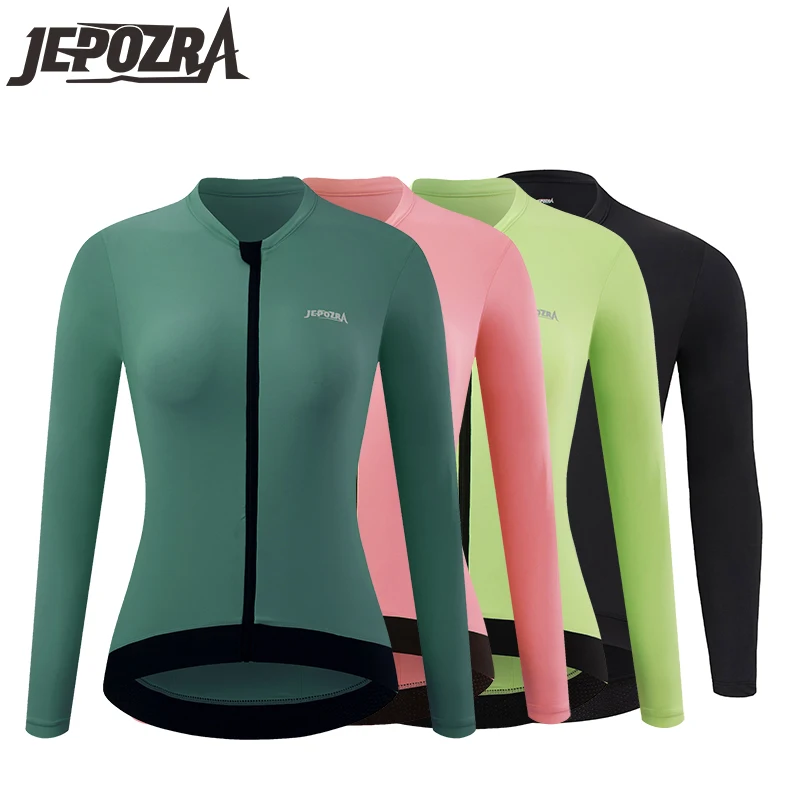 JEPOZRA Cycling Jersey Slim Fit Women Long Sleeves Cycling Jersey High Quality Women Breathable Cycling Maillott