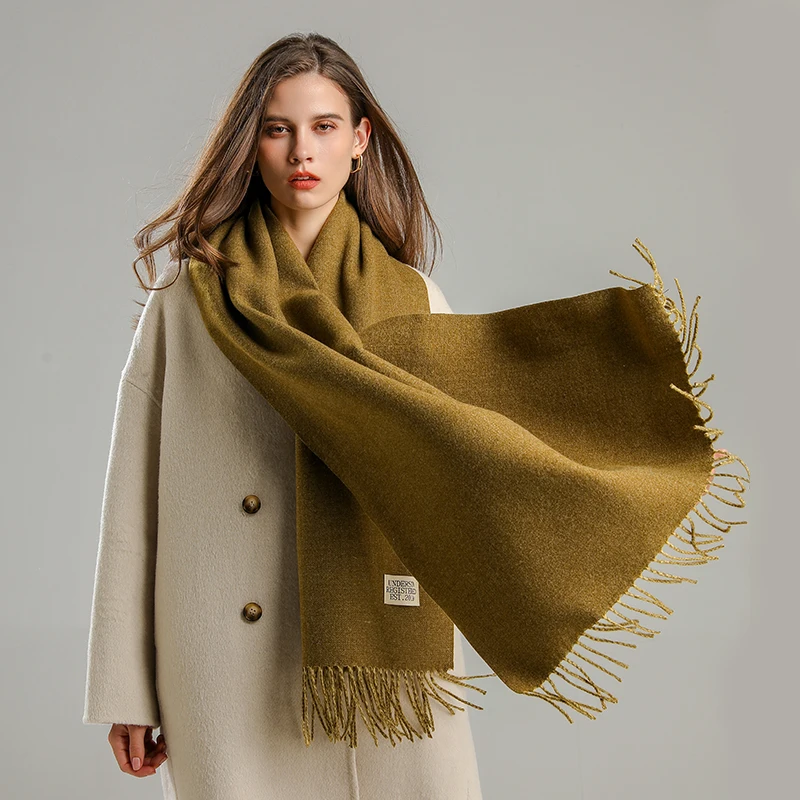 2022 Semplice Cashmere Inverno Caldo Sciarpa Moda Solido Doppio Lato Diverso Pashmina Coperta Bufanda con Tessel Viaggio_voghion.com