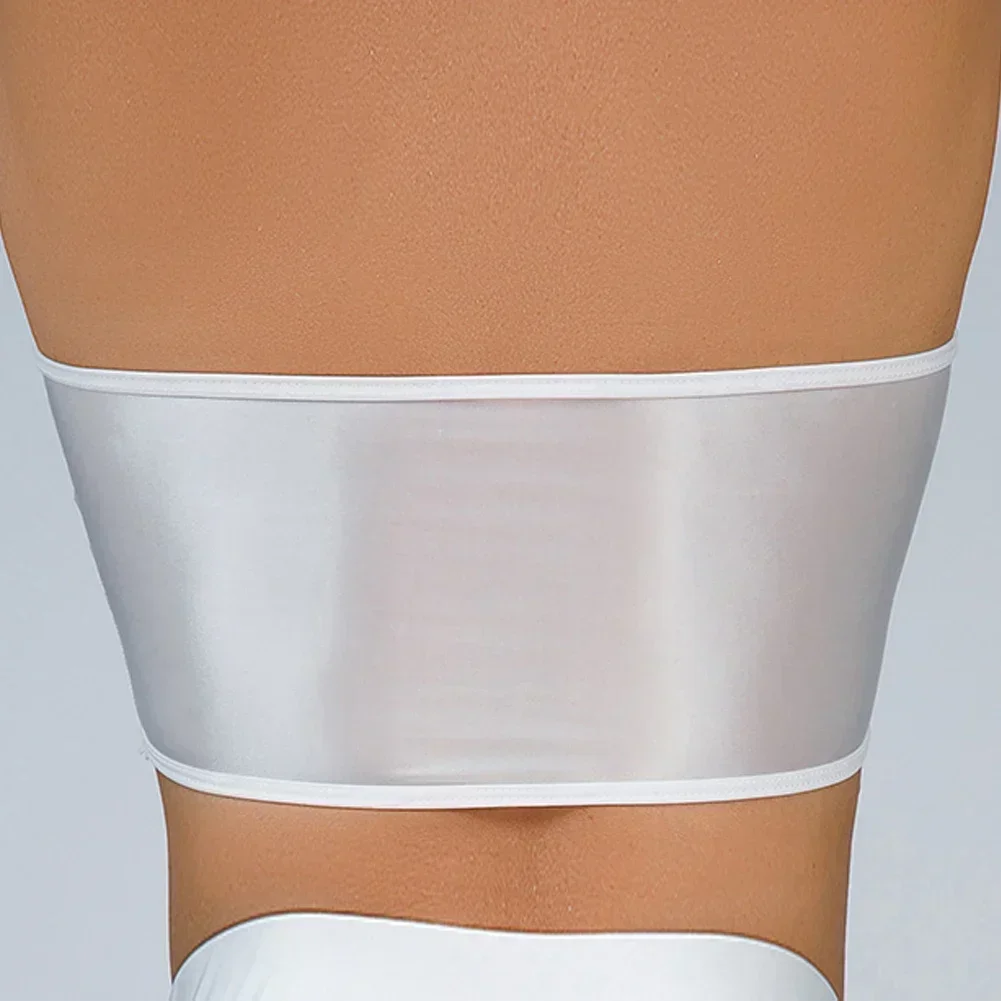 Sexy Women Oil Shiny Tube Top Sheer See Through Strapless Tops 5D Thin Off Shoulder Vest Crop Top Tank Wrapped Chest women tube tops