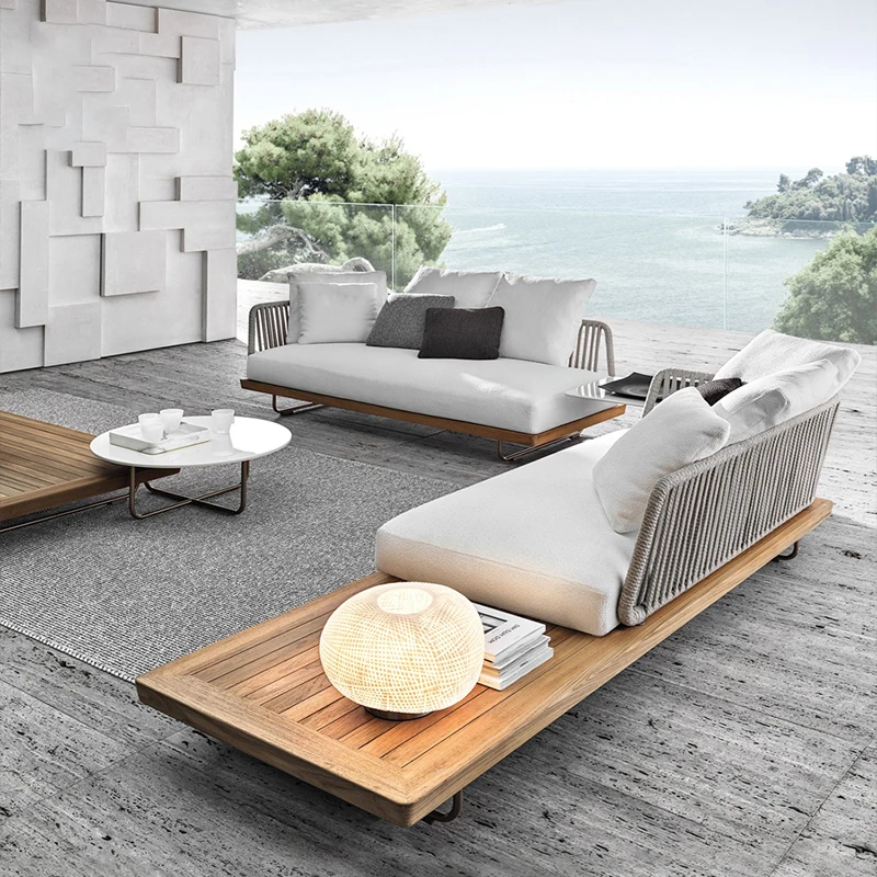 High Quality outdoor sofa teak aluminum alloy modern style living room garden furniture set