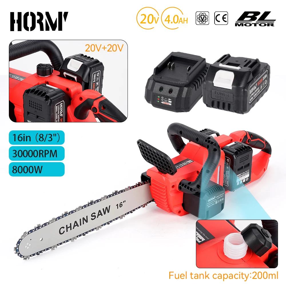 

16Inch Brushless Electric Chain Saw Portable Chainsaw Rechargeable Cordless Graden Pruning Handheld Tools for Makita 18V Battery