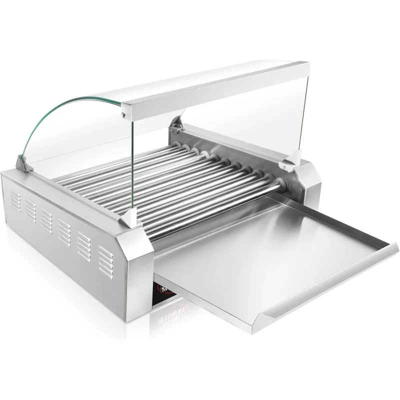 Electric 30 Hot Dog 11 Roller Grill Cooker Machine with Cover 1400-Watt - Commercial Grade 4