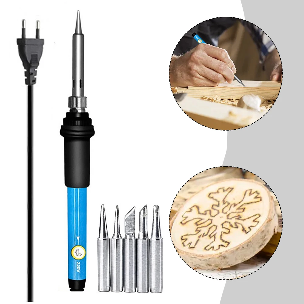 1Set Straight-in Temperature-adjustable Soldering Iron With Iron Heads For Soldering Circuit Boards Equipment Repair 110/200V