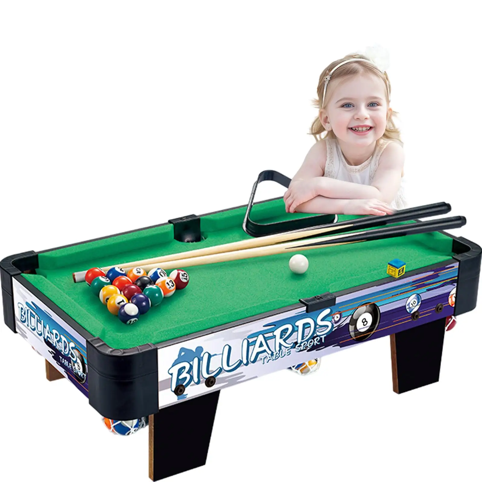 Pool Table Set Desktop Snooker Chalk, Triangle Rack Tabletop Billiards Game Indoor Game Toy for Boys Girls Office Use Family