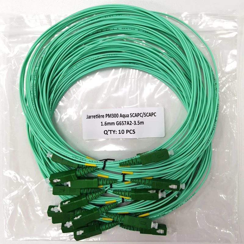 FTTH Jarretiere 1.6mm 3.5m Aqua G657A2 Fibra Optica Patch Cable Green Jumper SC Simplex SM SX SCAPC Optical Fiber Patch Cord