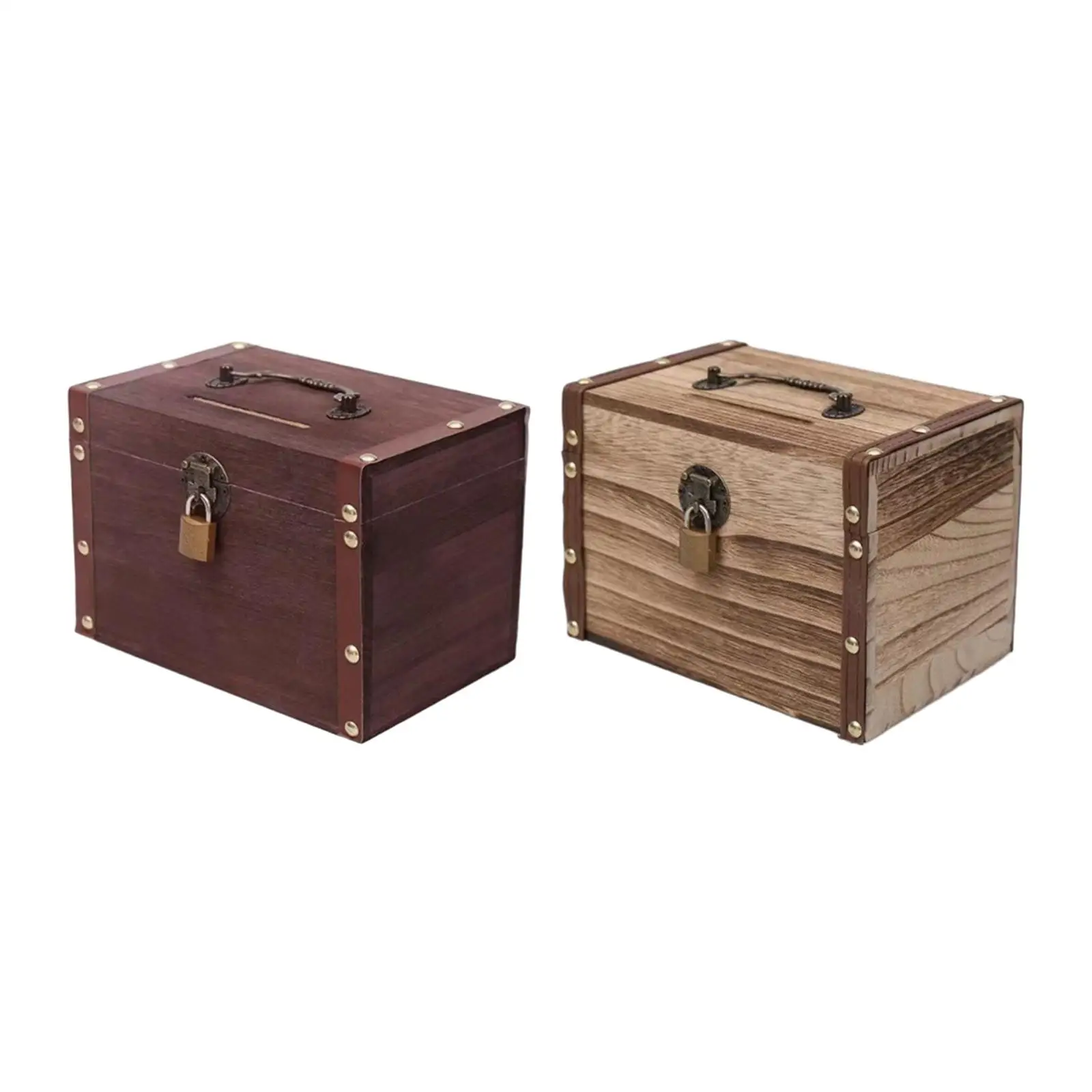 

Piggy Bank Treasure Chest Ornament Wood Storage Box Money Saving Box Wooden Box for Bedroom Tabletop Home Decor Birthday Gift